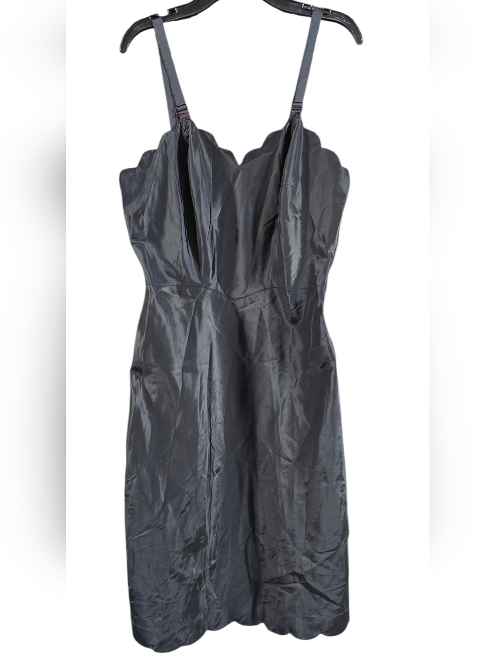 Barbizon Black Scallop Neck Midi Full TaSlip